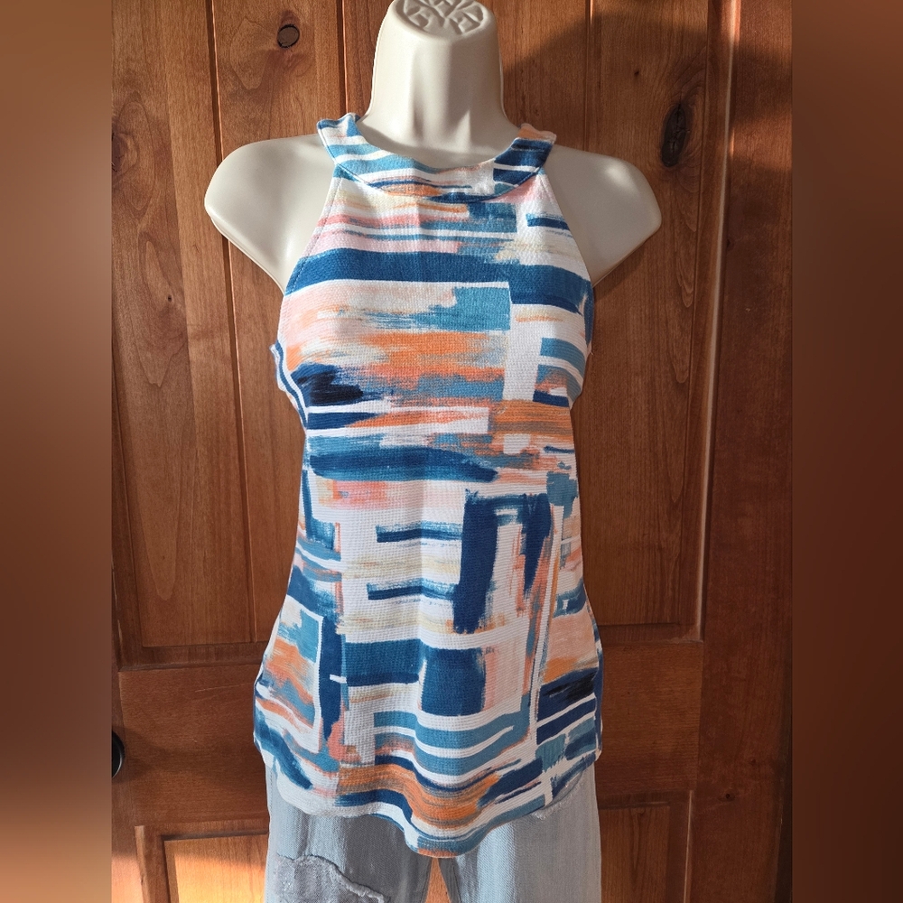 Deletta Blue‎ and Orange Halter Top